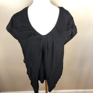 NWT Anthropologie Elegant Black V-Neck Top Size S